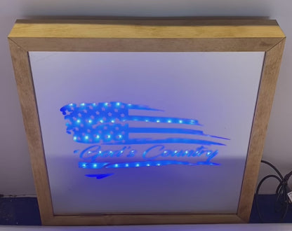 God's Country Flag Mirror Light Box