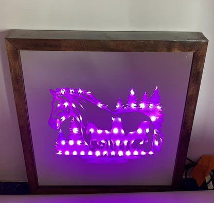 Horses Running Mirror Light Box