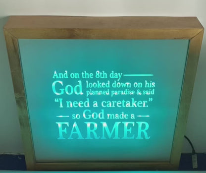 God Made A Farmer Mirror Light Box