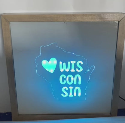 Heart Wisconsin Mirror Light Box
