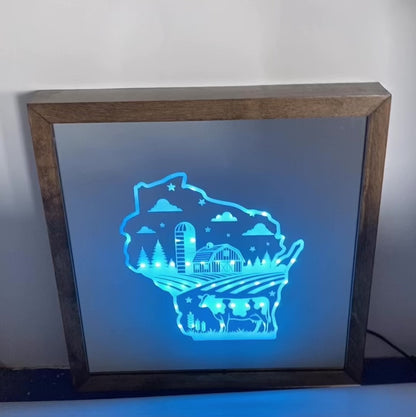 Wisconsin Dairy Farm Mirror Light Box