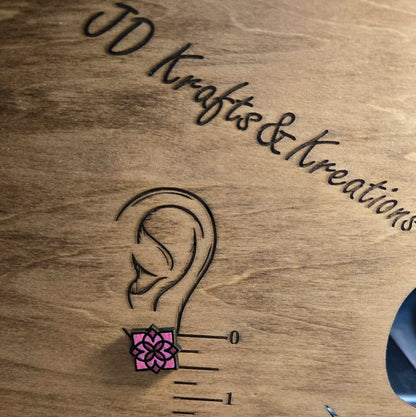 Wood Stud Earrings- Mandela Pink Flower