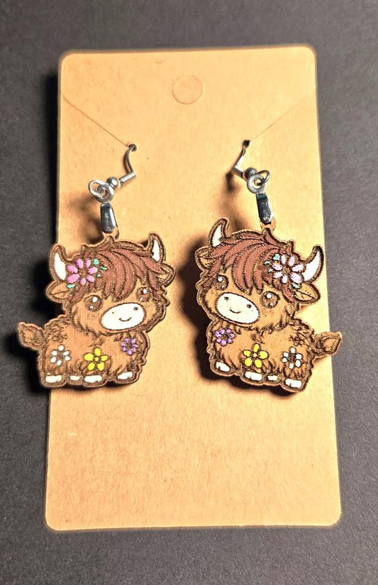 Wood Dangle Earrings- Highlander